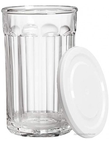 Basics Westridge 8-Piece 4 Glasses 4 Lids Heavy Duty Glass Drinkware and Storage Set with Lids 21-Ounce