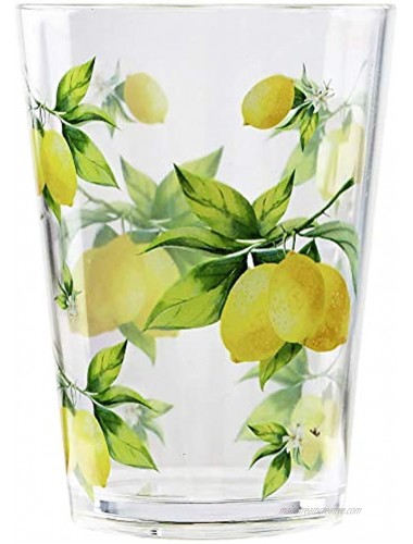 Calypso Basics Fresh Lemons by Reston Lloyd 8oz Acrylic Juice Drinkware Set of 6 white lemon green