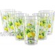 Calypso Basics Fresh Lemons by Reston Lloyd 8oz Acrylic Juice Drinkware Set of 6 white lemon green