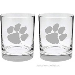 Clemson Tigers 2-Sided Etched Satin Finish Rocks Glass Set of 2