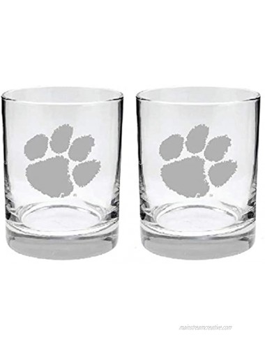 Clemson Tigers 2-Sided Etched Satin Finish Rocks Glass Set of 2