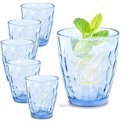 CREATIVELAND Glass Tumbler Light Blue Set of 6 for Water,Cocktail,Juice,Beer Iced Coffee,Clear Blue Glassware for Bar Kitchen,Thick & Heavy Glass Drinking Glasses with Heavy Base 13.7oz 390ML
