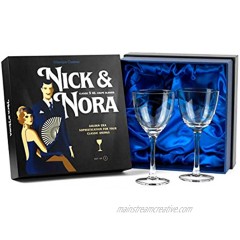 Crystal 5 oz Vintage Nick and Nora Coupe Glasses | Set of 2 | Retro Bar Glassware for Classic 4 oz Cocktail Drinks Martini Manhattan Cosmopolitan Sidecar | Small Drinking Coups with Stem