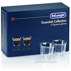 DeLonghi America 5513296651 Essential Collection Double Walled Thermo Espresso Glasses Set of 6 Clear
