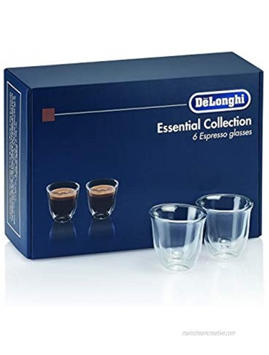 DeLonghi America 5513296651 Essential Collection Double Walled Thermo Espresso Glasses Set of 6 Clear