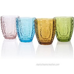 Drinking Glasses Set of 4 Colored Premium Heavy Glassware 12OZ Multicolor Glass Tumbler Home Decorations Gift