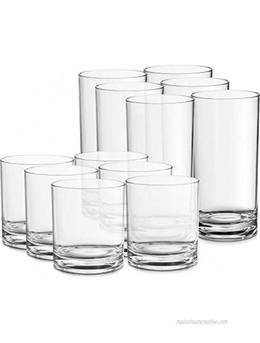Elegant Plastic Drinking Glasses Set of 12 Attractive Clear Acrylic Tumblers Unbreakable Drinkware Set Ideal for Indoor and Outdoor Kid Friendly