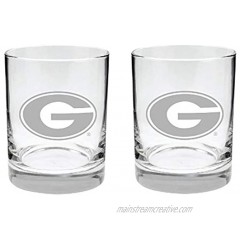 Georgia Bulldogs 2-Sided Etched Satin Finish Rocks Glass Set of 2