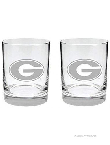 Georgia Bulldogs 2-Sided Etched Satin Finish Rocks Glass Set of 2