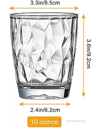 Goldmeet 4-Pack Clear Plastic Water Tumblers 10-ounce Transparent Unbreakable Drinking Glasses Acrylic Reusable Juice Wine Cups Dishwasher Safe Bathroom Cups Camping Portable Cups Easy To Storage