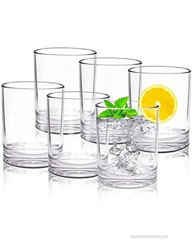 Golemas Plastic Drinking Glasses Set of 6 Reusable Acrylic Lowball Water Tumblers Glassware Sets Dishwasher Safe Suitable for Bar Home Kitchen Party OutsideSet of 6,12 Ounce）