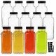 HINGWAH 12 OZ Glass Drink Bottles Set of 12 Vintage Glass Water Bottles with Lids Great for storing Juices Milk Beverages Kombucha and More  Labels and Sponge Brush Included