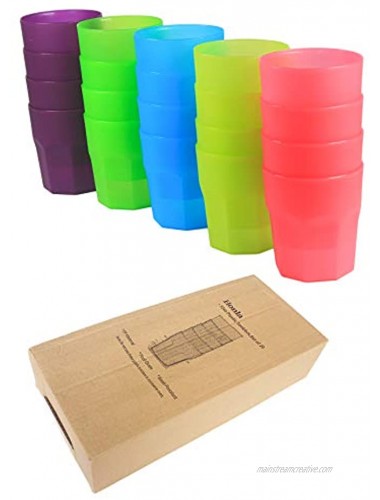 Honla Set of 20 Plastic Tumblers,12oz Unbreakable Small Cups in 5 Assorted Colors