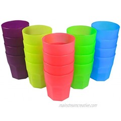 Honla Set of 20 Plastic Tumblers,12oz Unbreakable Small Cups in 5 Assorted Colors