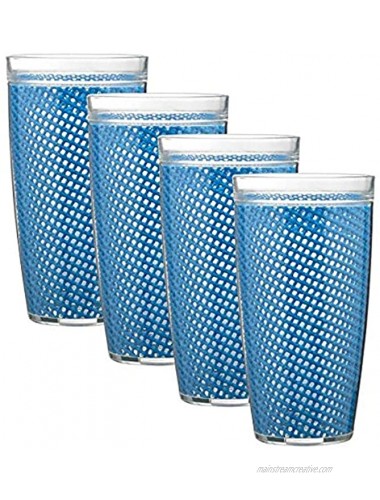 Kraftware The Fishnet Collection Doublewall Drinkware Set of 4 22 oz Process Blue 4 Count