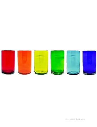 Mexican Blown Glass Drinking Glasses 'Rainbow' Set of 6