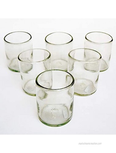 Mexican Blown Glass Tumblers Clear Set of 6