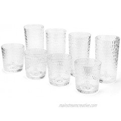 Mixed Drinkware 15-ounce and 22-ounce Plastic Tumbler Acrylic Glasses with Honeycomb Design set of 8 Clear