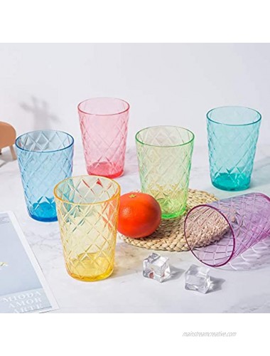 Mixed Drinkware Sets 15-ounce and 21-ounce Acrylic Glasses Plastic Tumbler with Rhombus Design set of 12 Multicolor