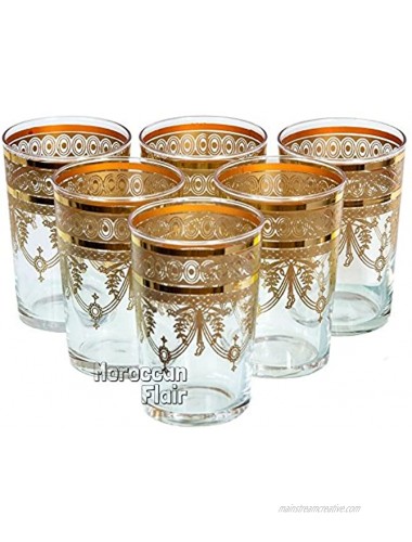 Moroccan Tea Glasses Set of 6 Gold