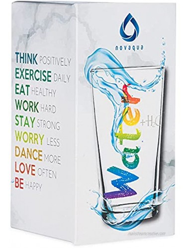 Novaqua Water Glasses Special Design for Keep Hydrated Durable Large Glasses Dishwasher Safe Easy to Clean Elegant Drinking Glasses Exciting Gift For Kids Boys Girls Print No Pilling 19 oz RAINBOW