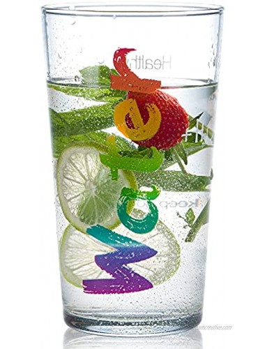 Novaqua Water Glasses Special Design for Keep Hydrated Durable Large Glasses Dishwasher Safe Easy to Clean Elegant Drinking Glasses Exciting Gift For Kids Boys Girls Print No Pilling 19 oz RAINBOW