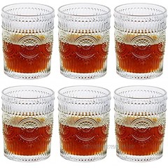 Romantic Water Glasses,Classical Clear Glass ,Vintage Drinking Glasses Set for Whisky Juice Beverages Beer CocktailSet of 6