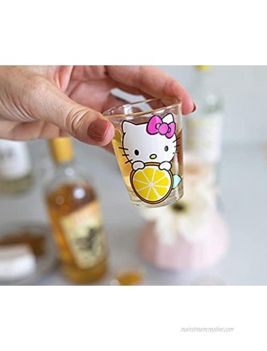 Silver Buffalo Hello Kitty 1.5-Ounce Mini Glass Cups Set Of 4,Multicolor,KTY40464