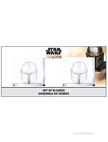 The Mandalorian Glass Set Helmets 10 oz Capacity Glasses 2-Pack Star Wars Design Heavy Base
