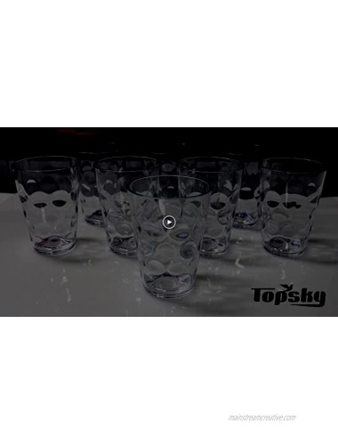 Topsky Plastic Water Tumblers 12-ounce Acrylic Unbreakable Drinking Glasses Dishwasher Safe Bathroom Cups Stackable Juice Glasses Beverage Cup| Clear Set of 8