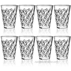 Topsky Plastic Water Tumblers 12-ounce Acrylic Unbreakable Drinking Glasses Dishwasher Safe Bathroom Cups Stackable Juice Glasses Beverage Cup| Clear Set of 8