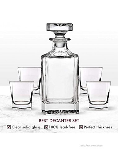 Trinkware Norwalk Whiskey Glass Set 5 Piece Home Bar Includes Decanter And 4 Dof Rock Tumblers 24oz Wine Decanter Capacity 10 Oz. Glass Capacity