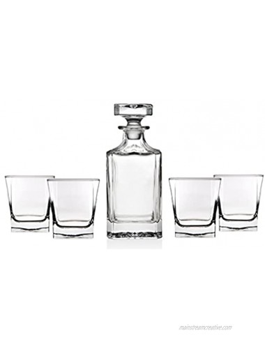 Trinkware Norwalk Whiskey Glass Set 5 Piece Home Bar Includes Decanter And 4 Dof Rock Tumblers 24oz Wine Decanter Capacity 10 Oz. Glass Capacity
