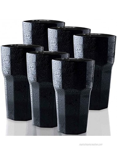 Unbreakable Glasses Drinking Set of 6 Reusable Drinkware Juice & Cocktail & Party-11 Oz,Black