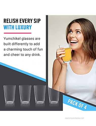 Yumchikel Juice Glasses 7 Oz. Drinking Glass Set of 4 for Soda Juice Milk Coke and Spirits Durable and Dishwasher Safe Heavy Bottom Juice Glassware Glass Tumblers for Daily Use