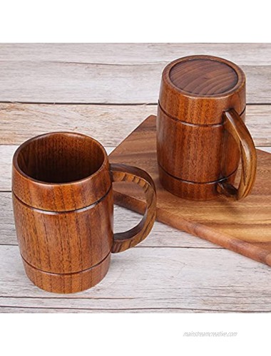 18 oz Large Wooden Beer Mug Best Wood Cup Wooden Tankard Beer Stein Tea Cup Barrel for Men Women Coffee Mug Gift
