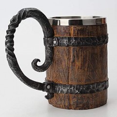 550ML Simulation Wooden Barrel Viking Beer Mug Stainless Steel Cups Liner drinking cup Stein Whiskey Barrel Cup wood and iron beer mug