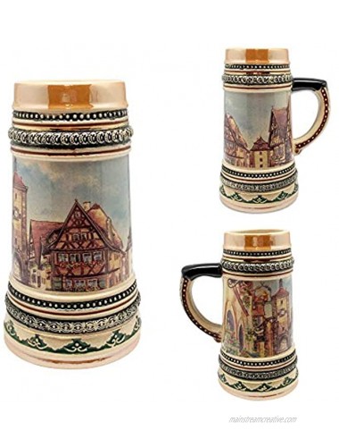 Beer Stein Rothenburg Village Scene Beer Mug by E.H.G. | .475 Liter