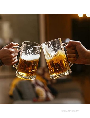 COKTIK 2 Pack Heavy Large Beer Glasses with Handle 14 Ounce Glass Steins Classic Beer Mug glasses Set