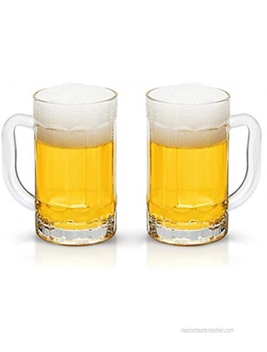 COKTIK 2 Pack Heavy Large Beer Glasses with Handle 14 Ounce Glass Steins Classic Beer Mug glasses Set