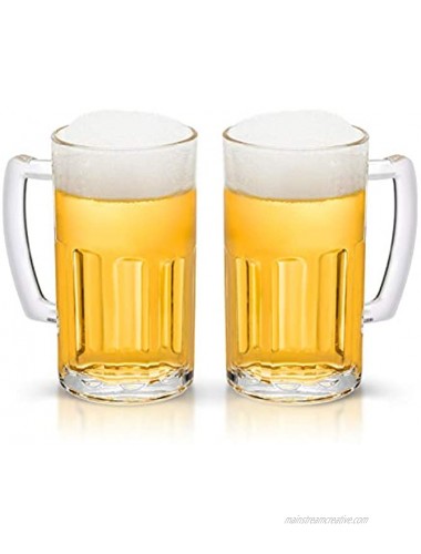 COKTIK 2 Pack Heavy Large Beer Glasses with Handle 20 Ounce Glass Steins Classic Beer Mug glasses Set