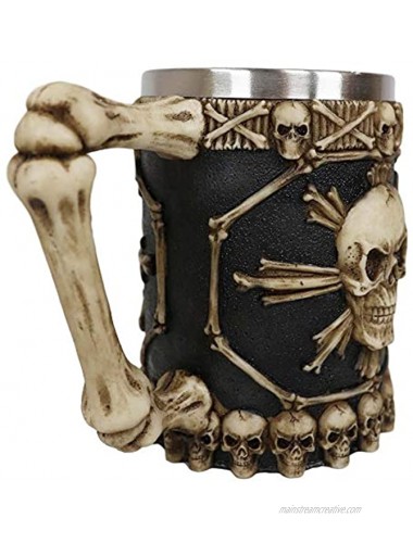 Ebros Gift Large 'Pirate Bootleg Rum' Skeleton Cross Bones Skull Beer Stein Tankard Coffee Cup Drink Mug 20oz With Bony Handle Time Waits For No Man Caribbean Pirates Accent