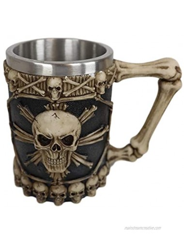 Ebros Gift Large 'Pirate Bootleg Rum' Skeleton Cross Bones Skull Beer Stein Tankard Coffee Cup Drink Mug 20oz With Bony Handle Time Waits For No Man Caribbean Pirates Accent