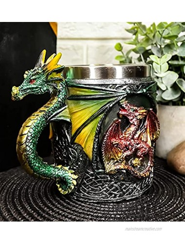 Ebros Myths And Legends The Conception Of Red Fire Oberon Dragon Beer Stein Tankard Coffee Cup Mug With Green Dragon Handle Great Gift For Dragon Lovers Party Hosting GOT Hobbit LOTR Green Dragon