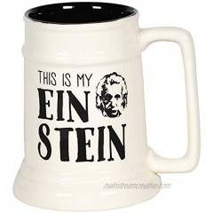 Enesco Our Name is Mud Albert Einstein History Beer Stein 16 Fl. Oz Black and White