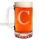 Etched Monogram 16oz Glass Beer Mug Letter C