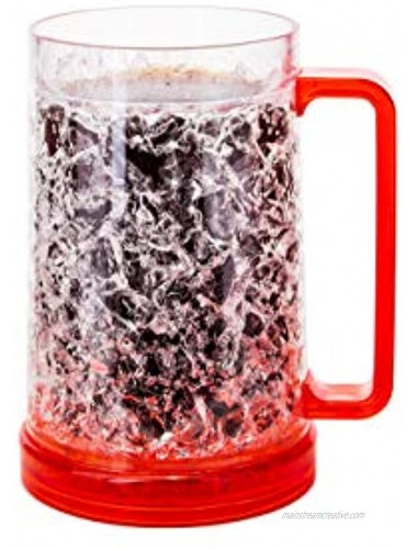 Freezer Mug 16oz Beer Mug for Freezer Freezer Mug with Gel Beer Freezer Mug Frosted Mugs for Freezer Frosty Mug for Beer Double Wall Gel Frosty Freezer Mug Red
