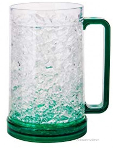 Freezer Mug 16oz Beer Mug for Freezer Freezer Mug with Gel Beer Freezer Mug Frosted Mugs for Freezer Frosty Mug for Beer Double Wall Gel Frosty Freezer Mug Green