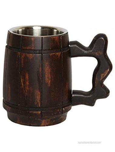 GoCraft Handmade Wooden Beer Mug with 18oz Stainless Steel Cup | Great Beer Gift Ideas Wooden Beer Tankard for Men | Vintage Bar accessories Barrel Brown Classic Design