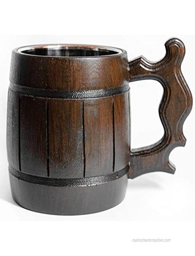 Handmade Beer Mug Made of Wood Tankard Wooden Stein Beer Tankard Stein Crafted Beer Mug Cup Capacity: 20.28oz 600ml